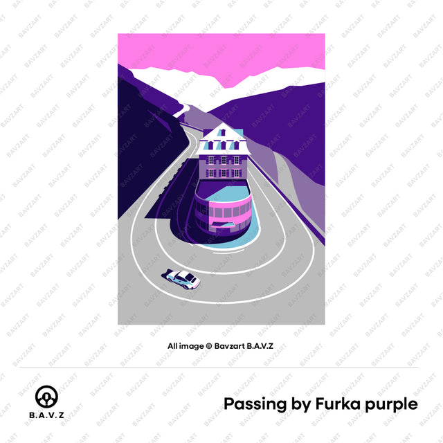 Porsche passing by Furka Hotel