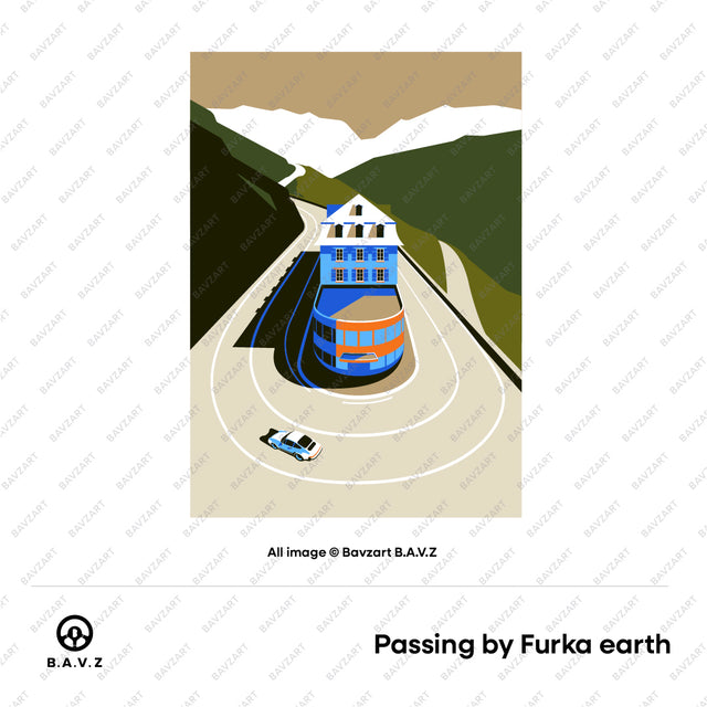 Porsche passing by Furka Hotel