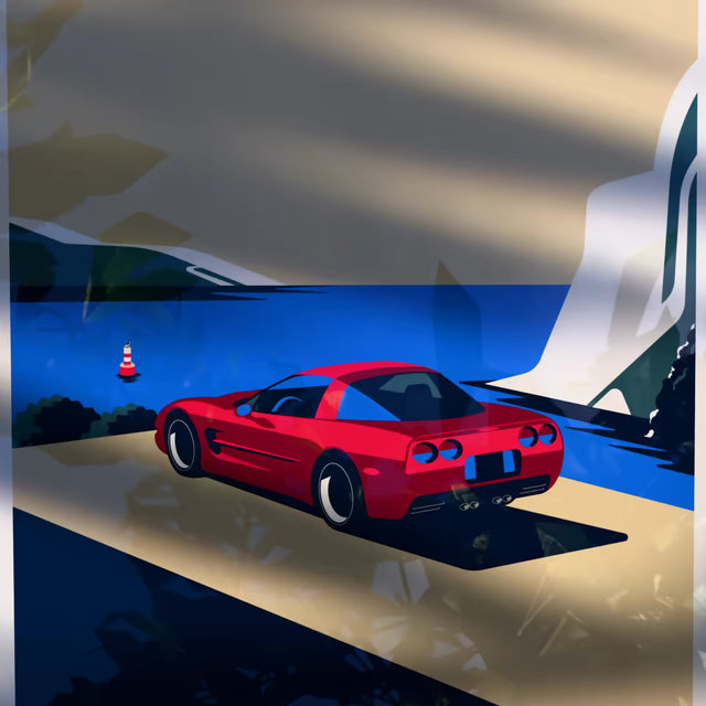 Cliffhanger Corvette C5 - Limited Edition, Premium Giclée Print