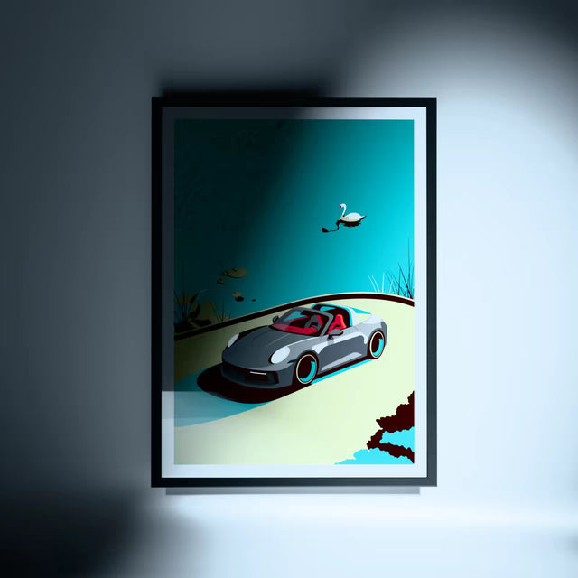 Graceful Drives: The Porsche Targa Swan Edition - Car Print