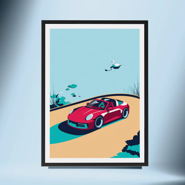 Graceful Drives: The Porsche Targa Swan Edition - Car Print
