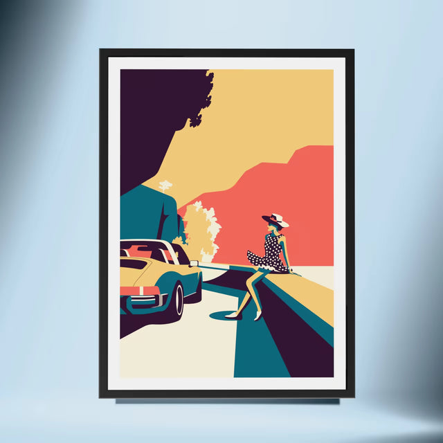 Lady and her Porsche Targa - Car Print