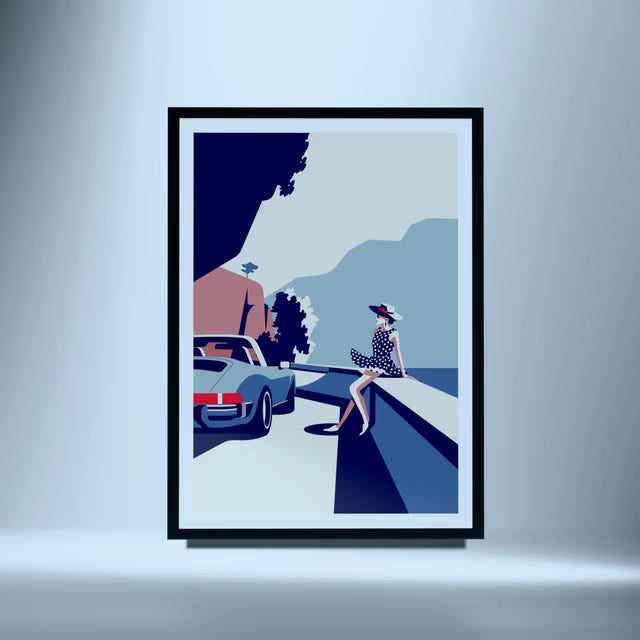 Lady and her Porsche Targa - Car Print
