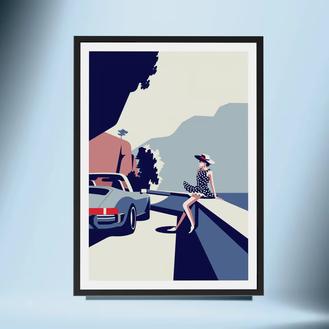 Lady and her Porsche Targa - Car Print