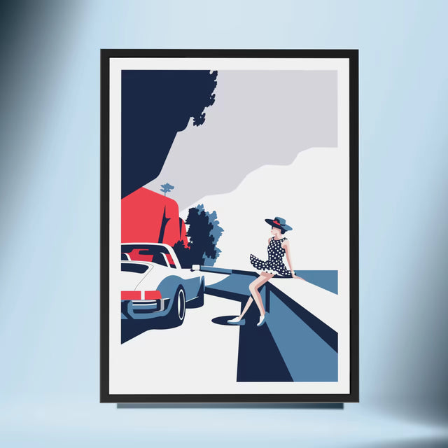 Lady and her Porsche Targa - Car Print