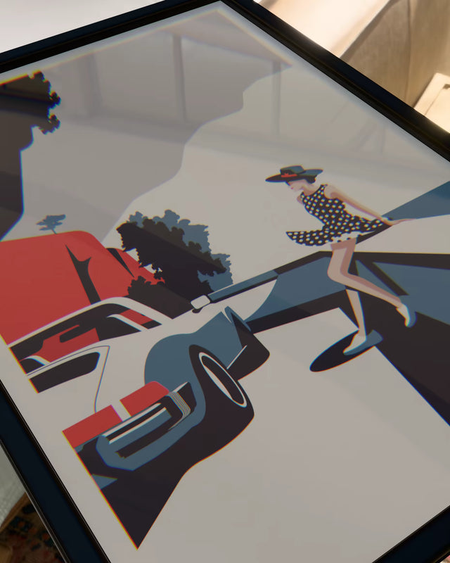 Lady and her Porsche Targa - Car Print