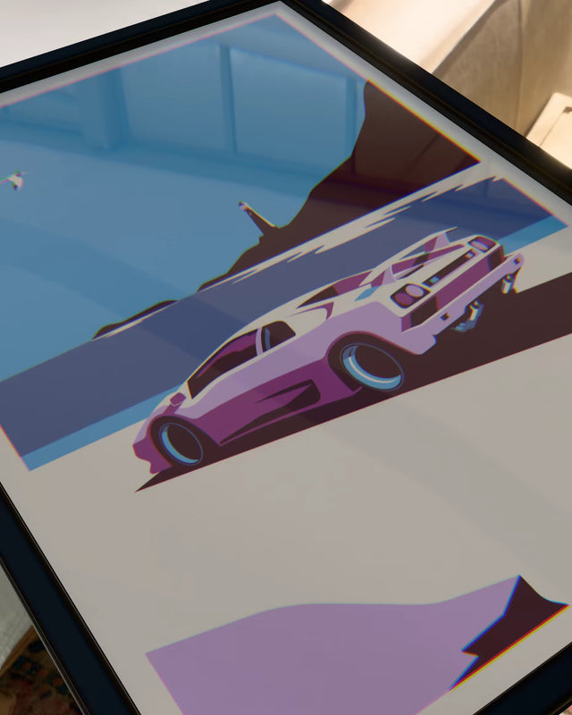Lamborghini Diablo Driving by Lighthouse - Car Print