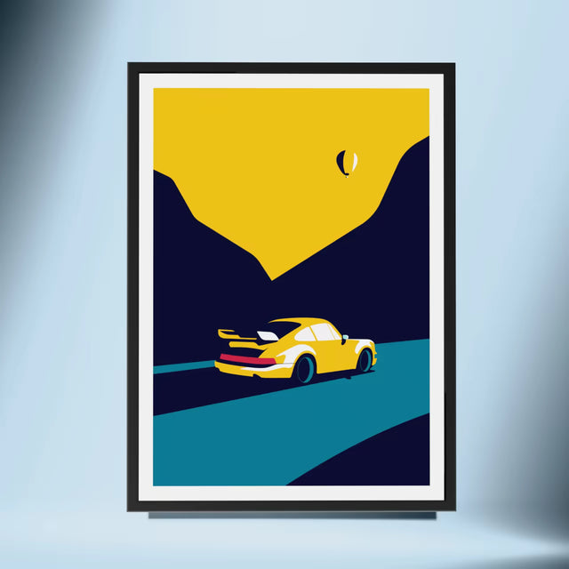 Porsche Turbo Chasing Hot Air Balloon - Car Print