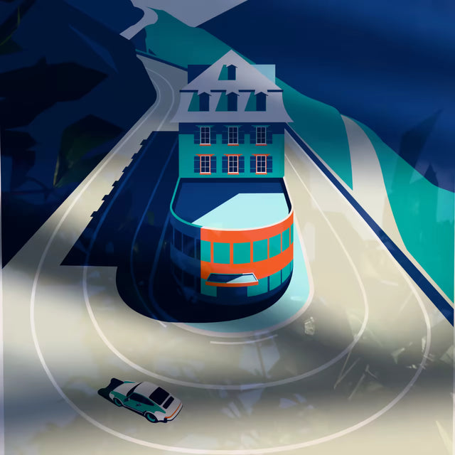 Porsche passing by Furka Hotel - Car Print