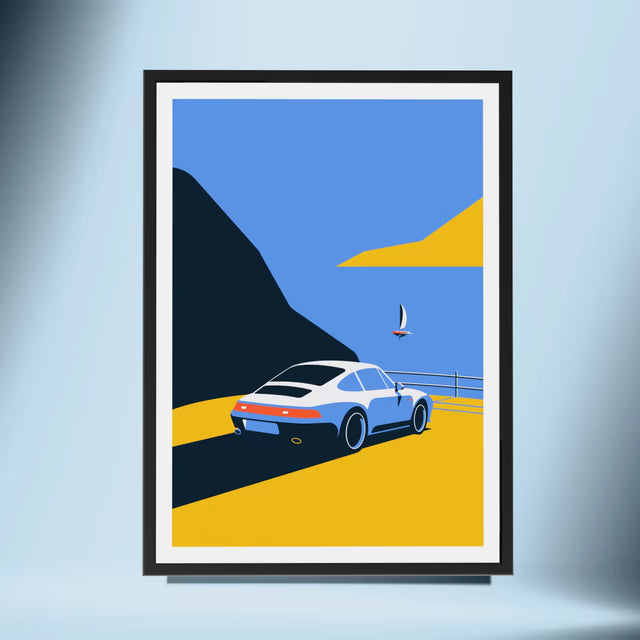 Sunset cliff with 993 - Car Print