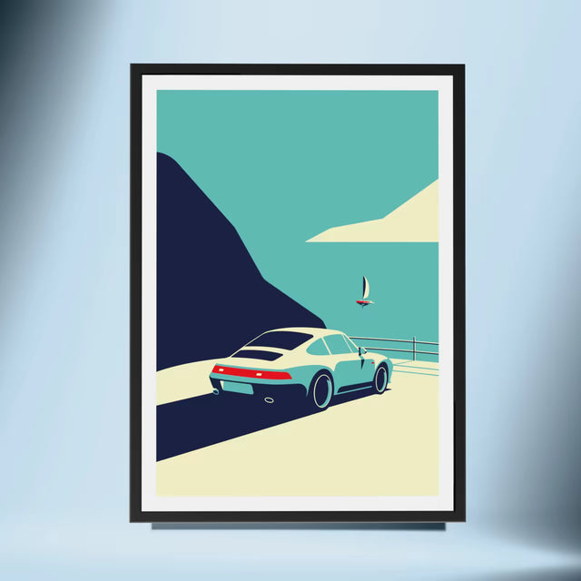 Sunset cliff with 993 - Car Print