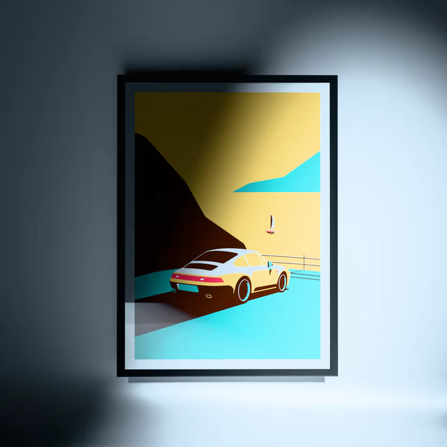 Sunset cliff with 993 - Car Print
