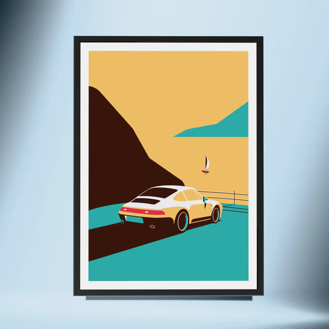Sunset cliff with 993 - Car Print