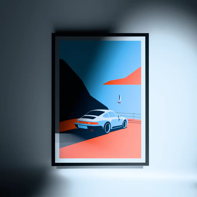 Sunset cliff with 993 - Car Print