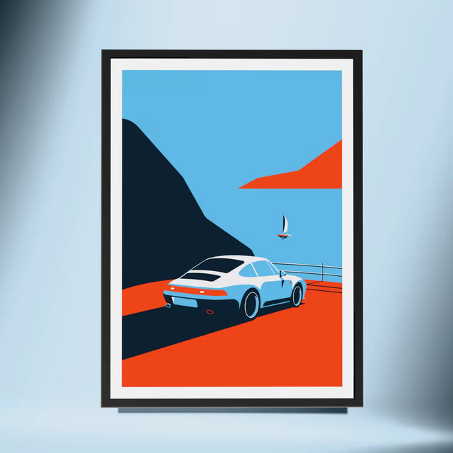 Sunset cliff with 993 - Car Print