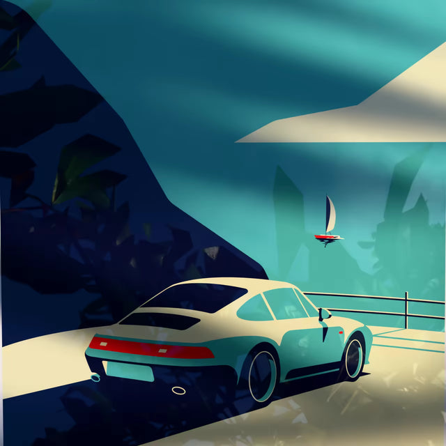 Sunset cliff with 993 - Car Print