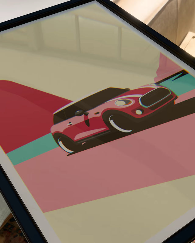 Super Retro Mini Cooper - Car Print