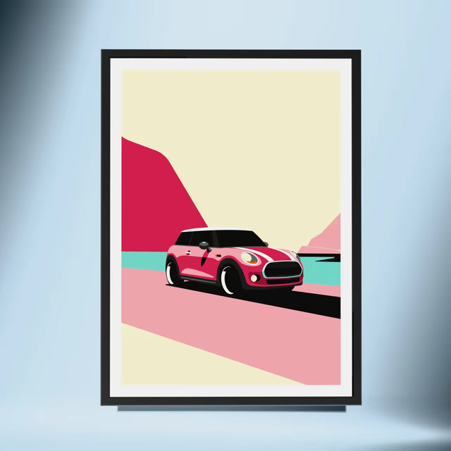Super Retro Mini Cooper - Car Print