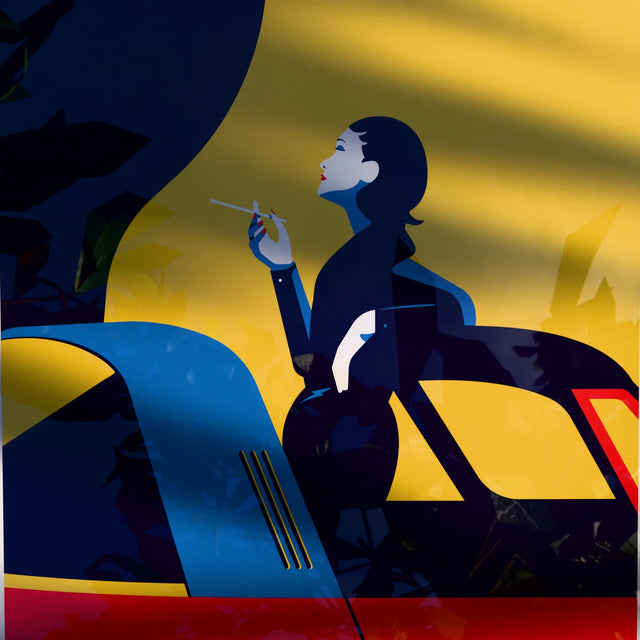 The smoking lady by her Targa - Car Print