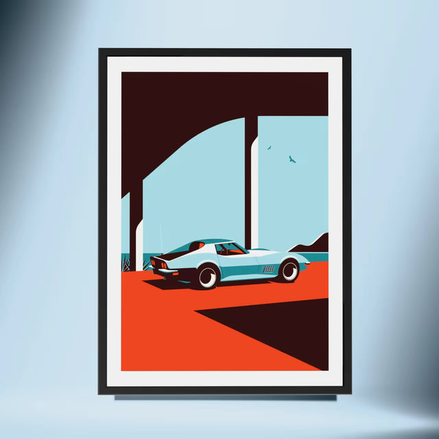 Under the bridge with C3 Corvette - Car Print