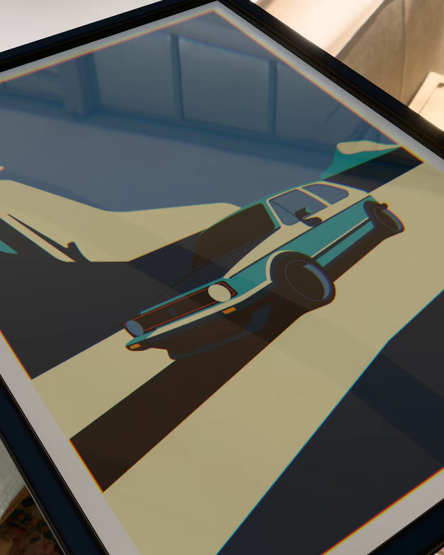 VW Golf MK1 cruising by rocky mountains - Car Print