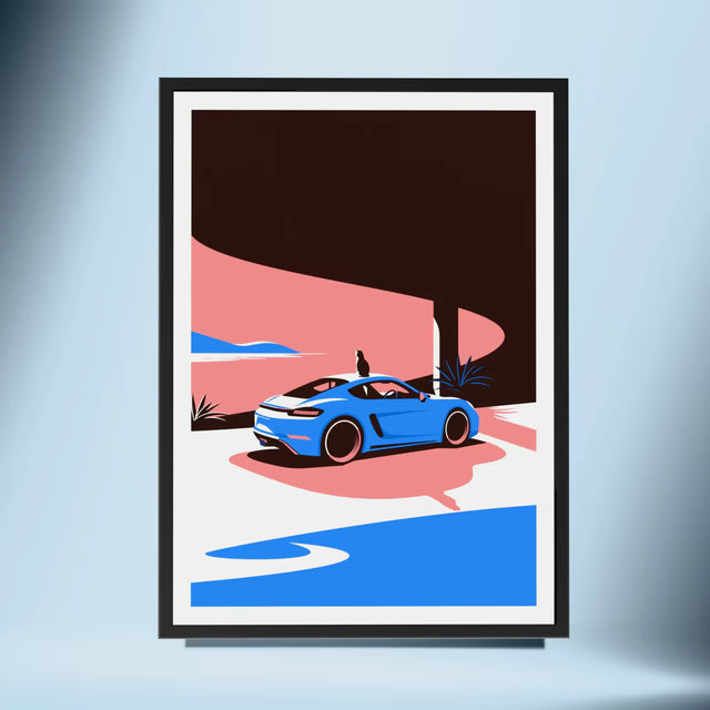 Wondering Cat and His Porsche - Car Print