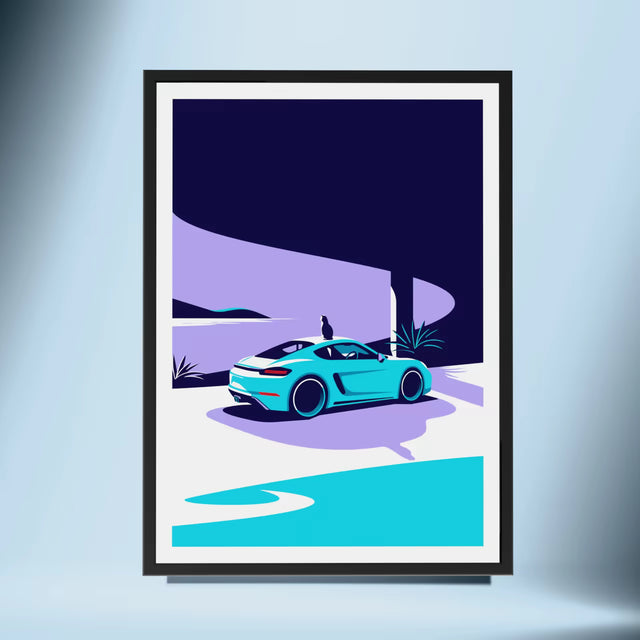 Wondering Cat and His Porsche - Car Print