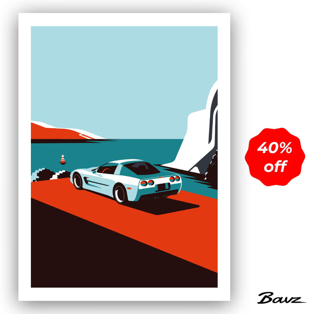 Cliffhanger Corvette C5 - Limited Edition, Premium Giclée Print
