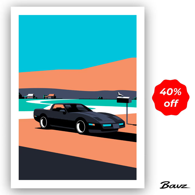 Corvette C4 Village stop - Limited Edition, Premium Giclée Print