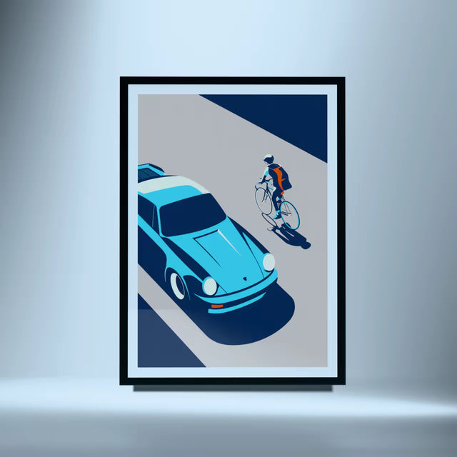 Porsche Turbo Sees Cyclist - Car Print