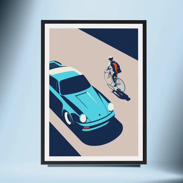 Porsche Turbo Sees Cyclist - Car Print