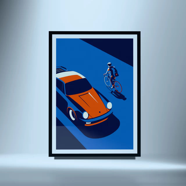 Porsche Turbo Sees Cyclist - Car Print
