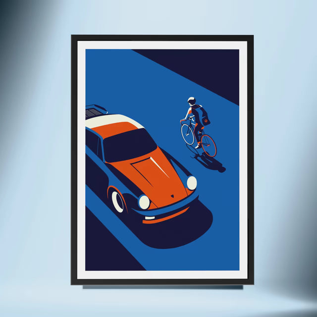 Porsche Turbo Sees Cyclist - Car Print