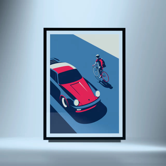 Porsche Turbo Sees Cyclist - Car Print
