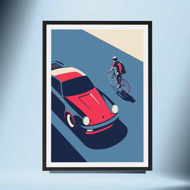 Porsche Turbo Sees Cyclist - Car Print