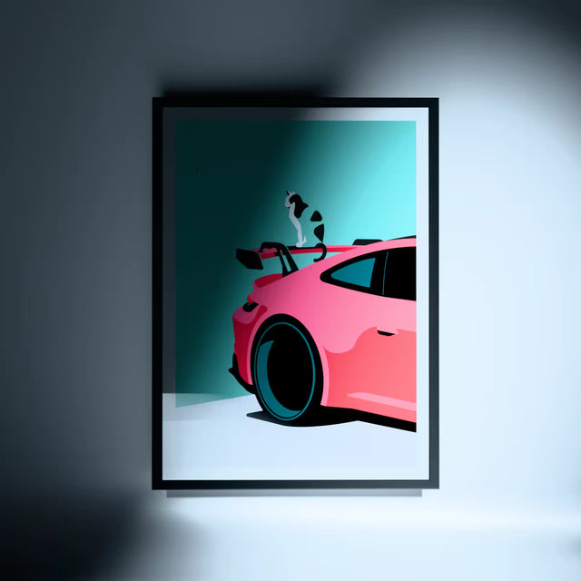 George sitting on a 992 GT3 - Car Print