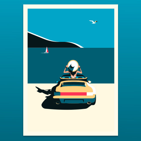 Me my Porsche cabriolet by seafront