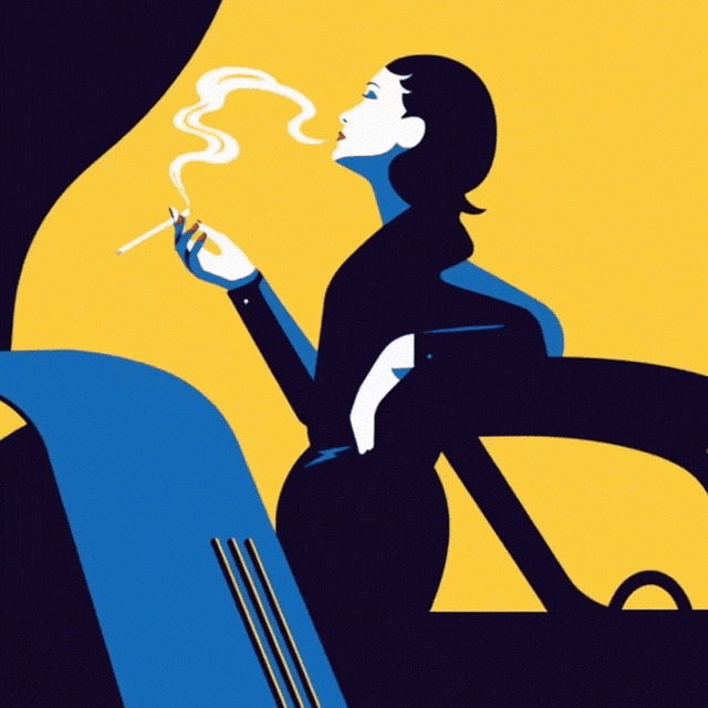 The smoking lady by her Targa
