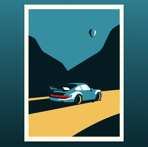Porsche turbo Chasing hot air balloon