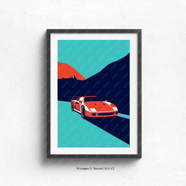 Ferrari F40 coming at you wall art