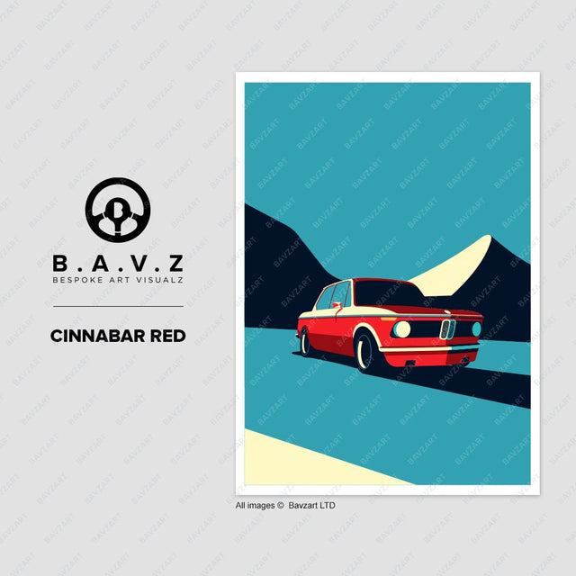 BMW e10 2002 connabar red wall art