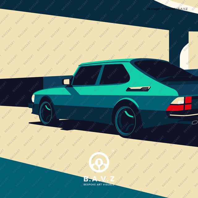 The Freeway Saab 900 automotive art