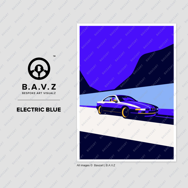 BMW 850 electric blue wall art