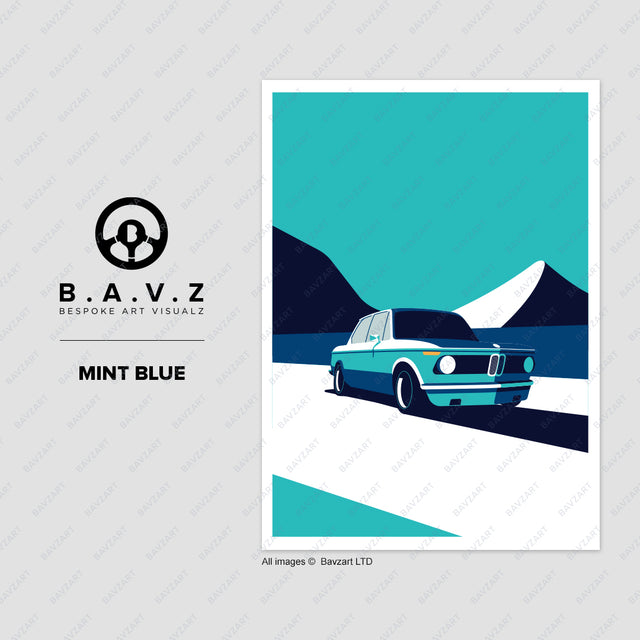 BMW e10 2002 mint blue wall art