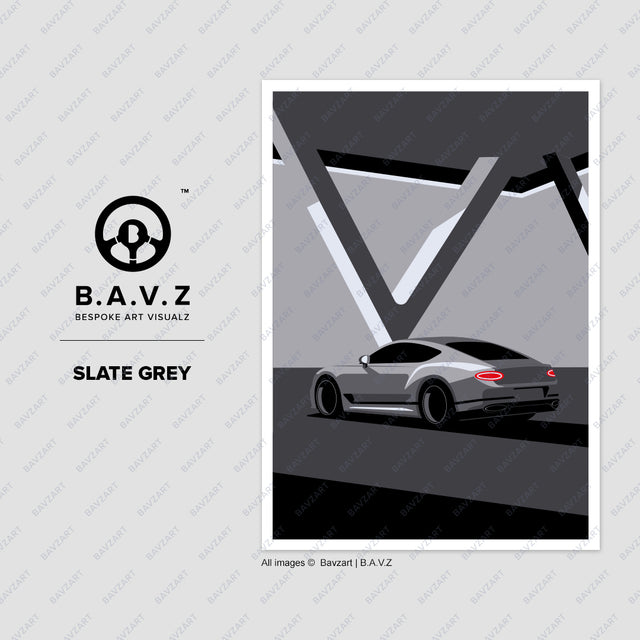 Mighty V8 Bentley GT grey wall art