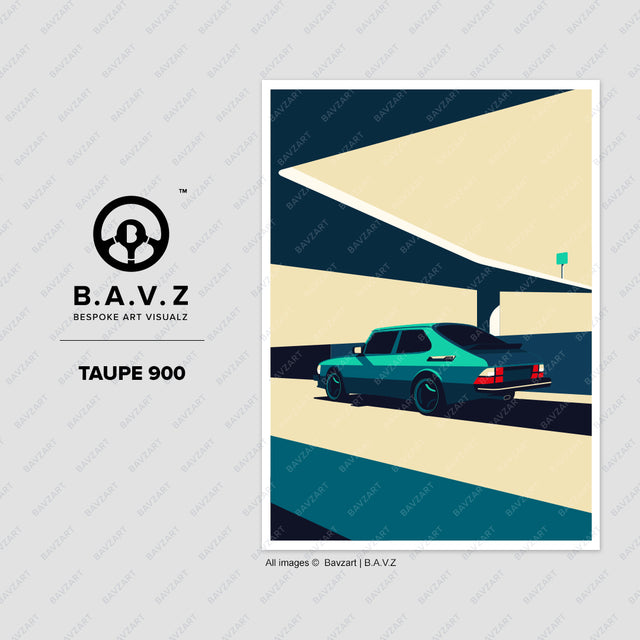 The Freeway Saab 900 taupe 900 wall art