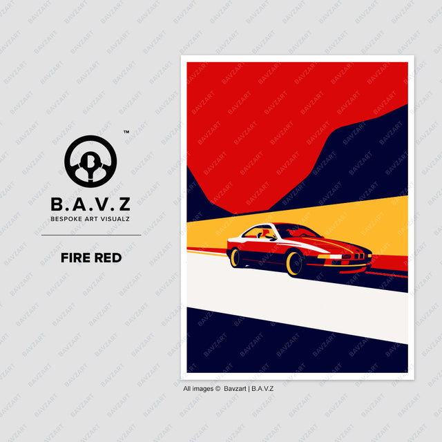 BMW 850 fire red wall art