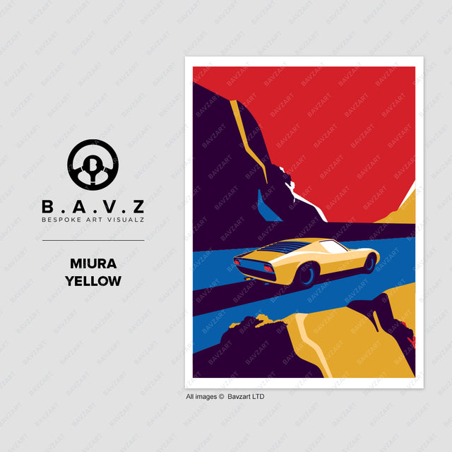 Lamborghini Miura yellow wall art