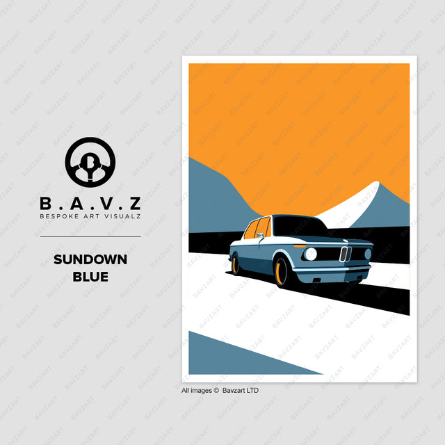 BMW e10 2002 sundown blue wall art