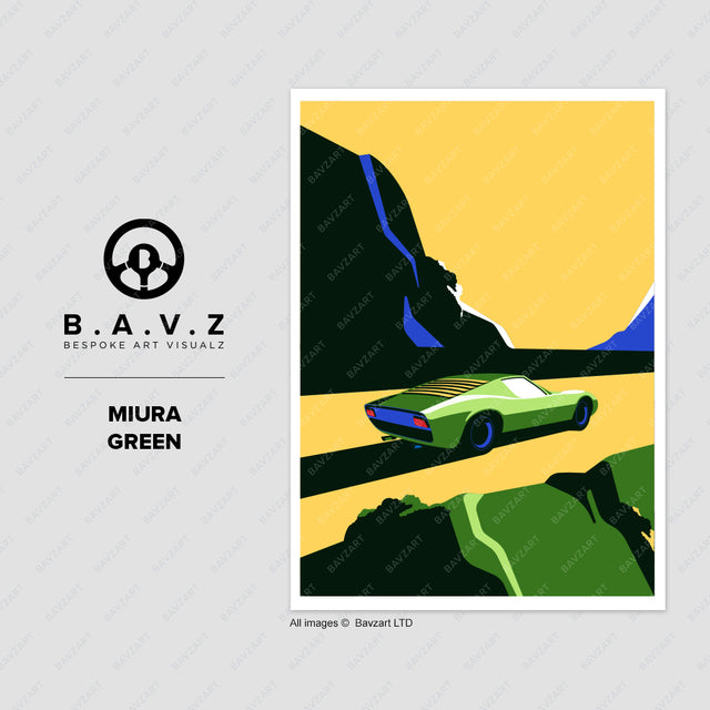 Lamborghini Miura green wall art